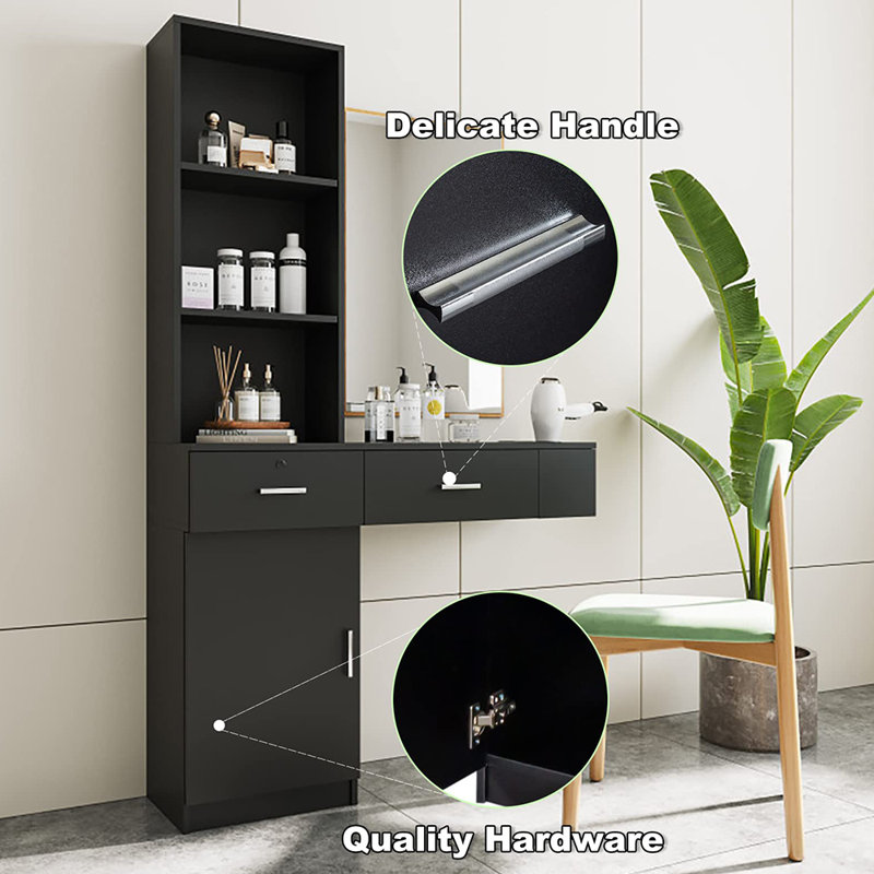 Latitude Run® Brizeyda WallMount Makeup Vanity Dressing Table with